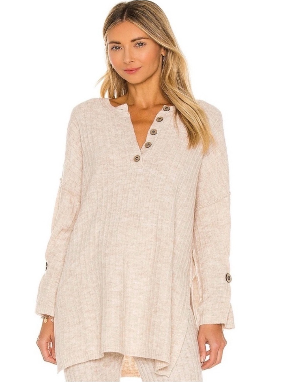 Free People Around the Clock Sweater + Jogger Pants Set in Oatmeal